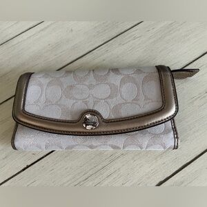 Coach Signature Trifold Flap Full Size Wallet Brown